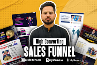 build high converting sales funnel in systeme io or gohighlevel, landing page