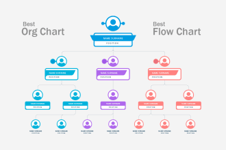 design an editable organization chart, organogram, flowchart