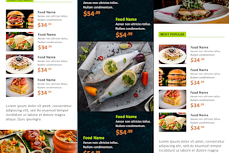 design eye catching restaurant food menus, flyers, and brochures