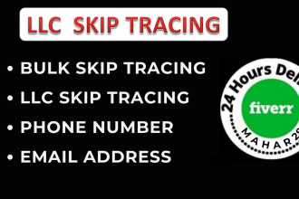 provide llc skip tracing and  bulk skip tracing  service