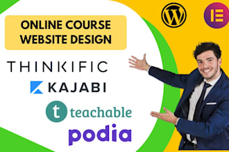 thinkific website, kajabi website design, teachable online course, podia website