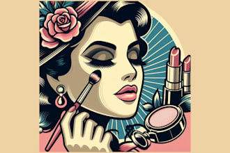 do creative woman makeup, beauty, lipstick, fashion vintage logo design