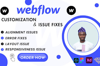fix webflow bugs, error, interactions, issues, responsiveness, website design
