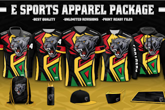 design an esports jersey, hoodie, jacket etc