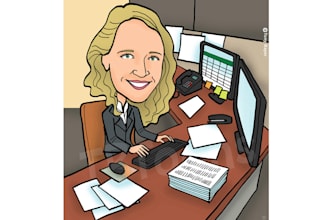 draw a caricature portrait with a custom background