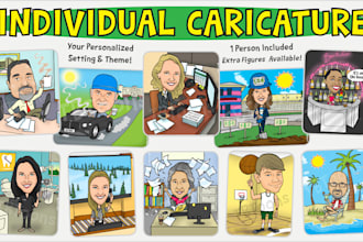draw a caricature portrait with a custom background