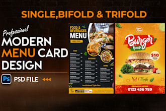 design amazing restaurant menu, food menu, flyer