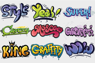 design modern text, graffiti, text or font logo and hand drawn design