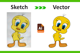 convert drawing into digital art  logo, line art, redraw, sketch to vector