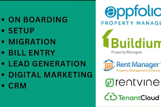 handle appfolio, buildium, tenant cloud setup and management