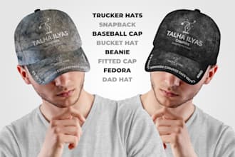 design your cap ,snapback ,hat artwork and mockup