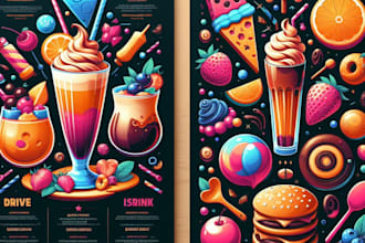 design your food or drink menu, leaflet or folded brochure