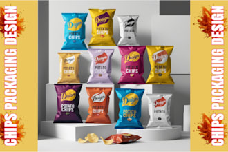 do chips, snacks, standup pouch bags packaging label design