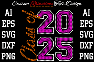 do custom rhinestone text design for you
