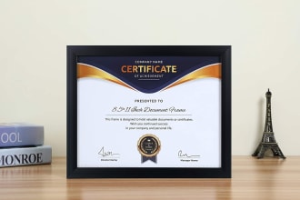 design custom certificate design and diploma under 24h