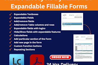 create adobe livecycle expandable dynamic PDF fillable forms