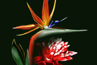 high quality digital painting  flowers