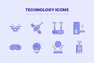 do design custom color line icons for website, mobile, apps,