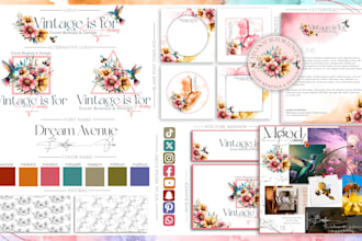 design watercolor logo with full branding kit for your business
