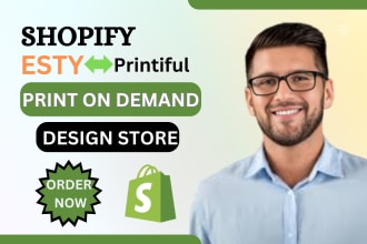 build shopify print on demand store, etsy pod, trendy typography t shirt