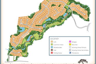 draw vector site plan or map illustration for real estate property
