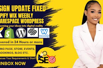 design, revamp, update and develop wix, shopify and wordpress, weebly, free SEO