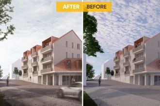 improve your architecture render in photoshop