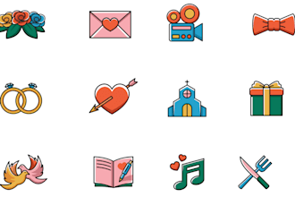 flat vector line or full color icons pack in 2 hours
