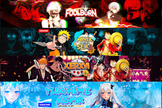design anime,vtuber banner and logo youtube for your channel