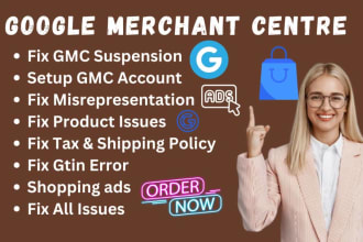 setup gmc, fix google merchant center suspension gtin error, misrepresentation