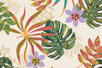 create tropical pattern design for textile or other surface