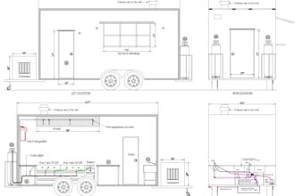 create your food trailer, food truck, food cart, van drawing for city permit