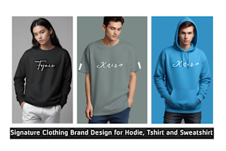 signature brand logo design for clothing hoodie sweatshirt and tshirt