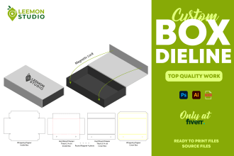 create packaging box dieline, die cut and cut lines template