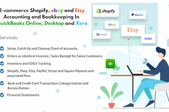 do ecommerce shopify, amazon, ebay, bookkeeping in quickbooks online and xero