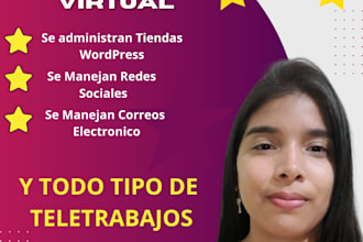 asistente virtual, administracion de tiendas wordpress, redes sociales