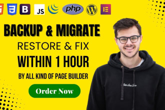 migrate wordpress website, clone transfer backup in 1 hour