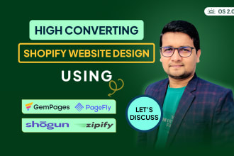 do shopify website design or landing page design with pagefly, shogun, gempages