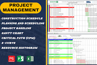 make project schedule, gantt chart and baseline in  primavera p6 n excel