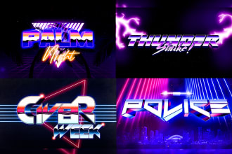 create a 80s futuristic synthwave retro logo with neon style