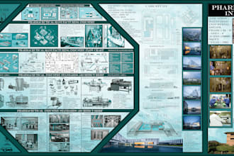 create architectural presentation board, panels in photoshop