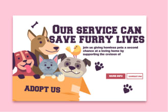 create a heartwarming pet adoption, care website platform