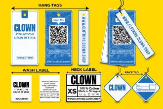 design clothing tags, hang tag, wash tag, neck tag or label
