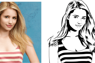 draw black and white line art your photo