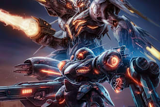 draw high quality robot, mecha concepts