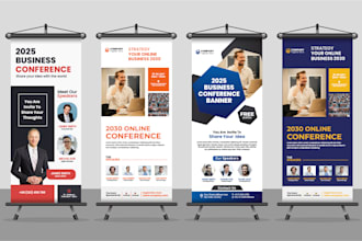 create seminar and conference roll up banner, backdrop, poster, flyer design