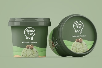 design ice cream cups and label designs