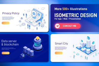 design vector isometric illustrations for web, app