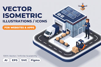 create isometric illustrations for web, saas, web3, app