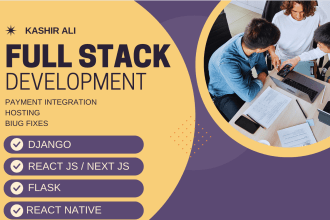 create full stack web applications using django, flask and react js